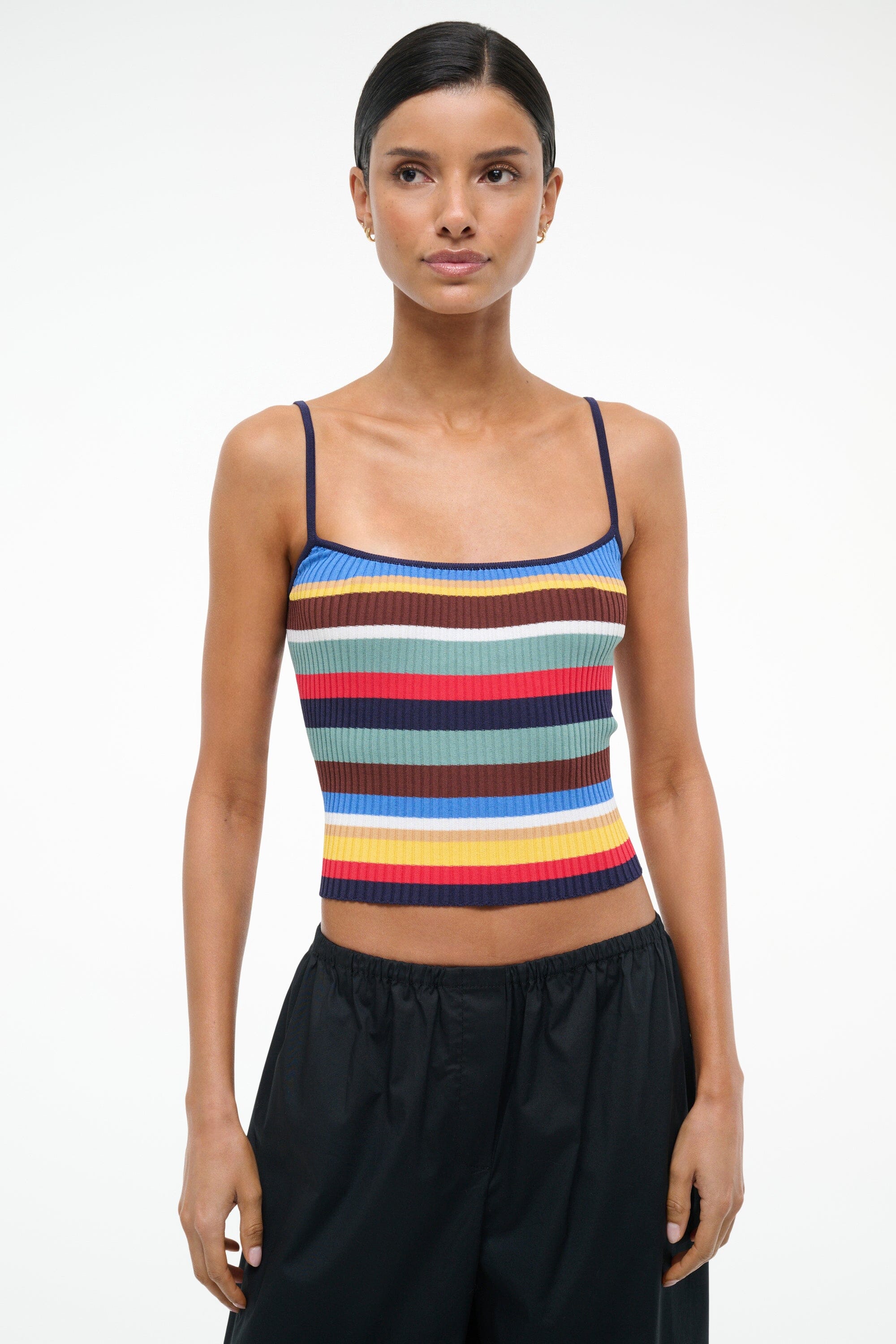 Soleil Rib Knit Tank Top - Striped Essential Camisole for Layering