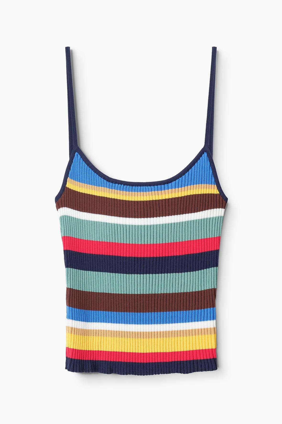 Soleil Rib Knit Tank Top - Striped Essential Camisole for Layering