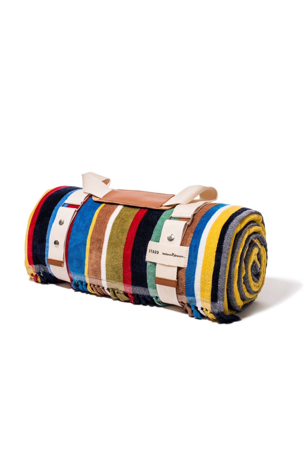 STAUD Cotton Beach Blanket with Carry Strap | Market Stripe